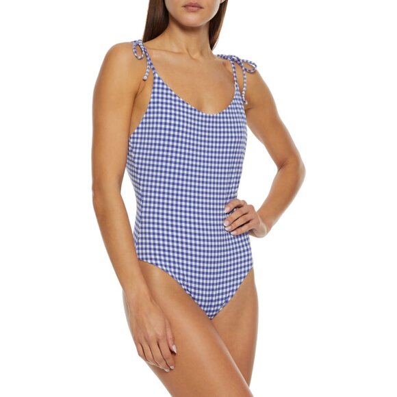 ONIA Ginny Gingham One-Piece Swimsuit – Royal Blue NWT | Size Large | $195 MSRP - Picture 5 of 6